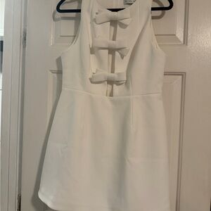 Hello Molly White Mini Dress with Bow Details